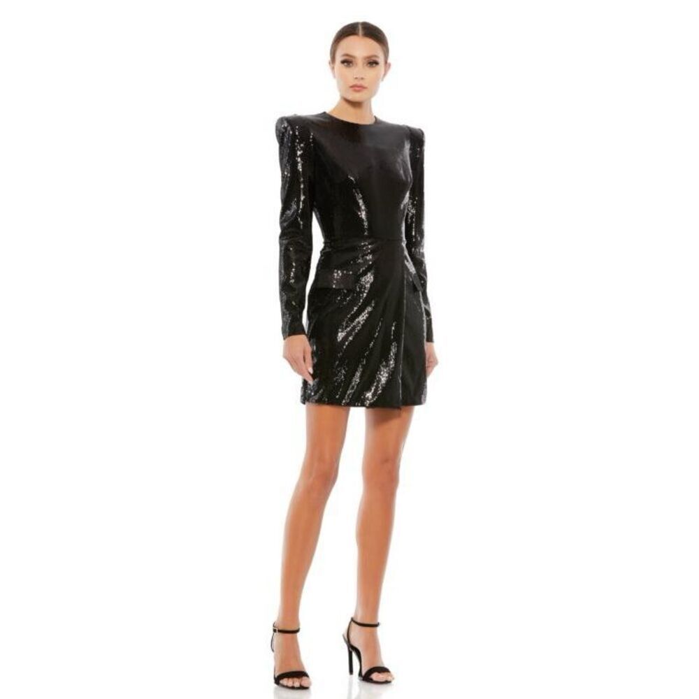 Ieena For Mac Duggal 26724 Long Sleeve Sequin Dress New Nwt
